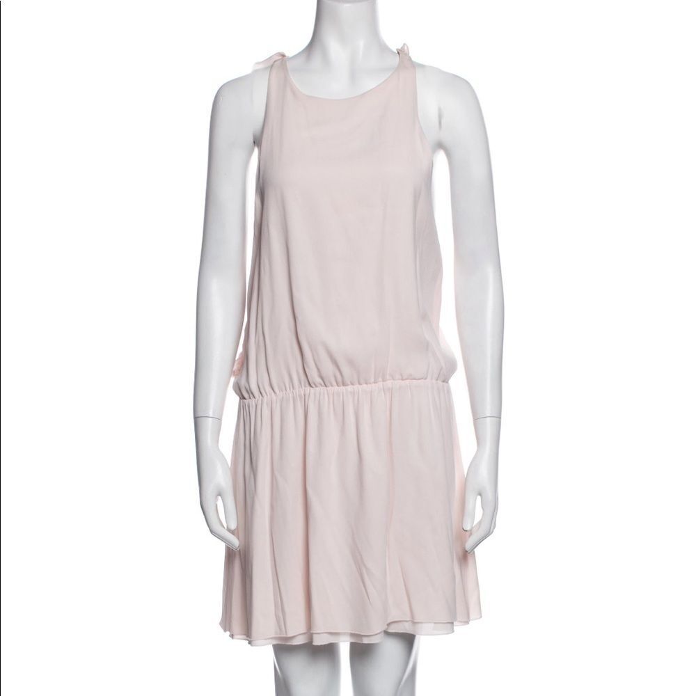Alice + Olivia Scoop Neck Light Pink Ruffle Dress